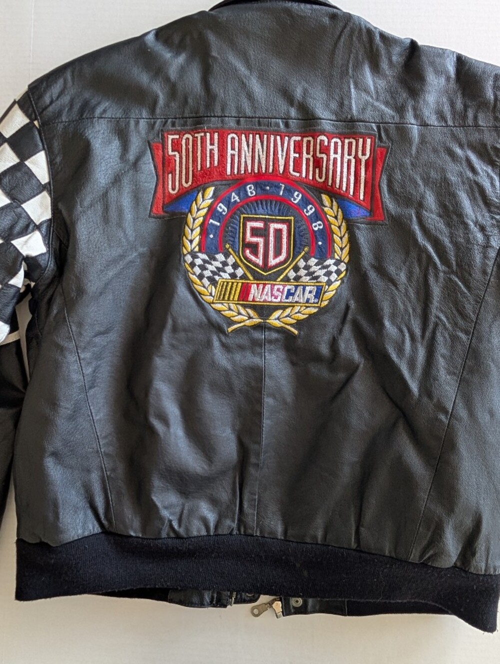 ​🏁 VTG Jeff Hamilton NASCAR 50th Anniversary Leather Racing Jacket - Picture 13 of 15